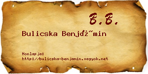 Bulicska Benjámin névjegykártya